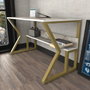 Hanah Home Wake Mesa de Estudio Blanco y Oro